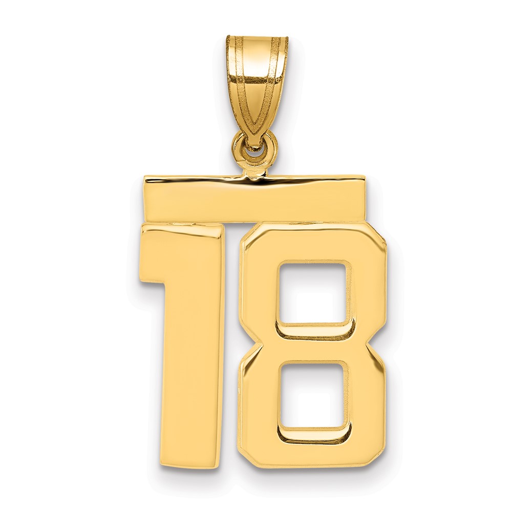 14K Yellow Gold Medium Polished Number 18 Charm