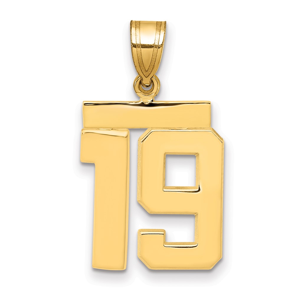 14K Medium Polished Number 19 Charm