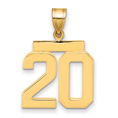 14K Yellow Gold Medium Polished Number 20 Charm