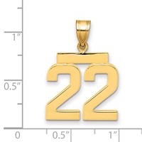 14K Medium Polished Number 22 Charm view 2
