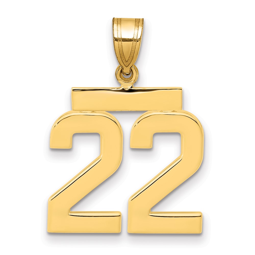 14K Medium Polished Number 22 Charm