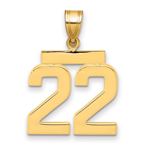 14K Yellow Gold Medium Polished Number 22 Charm