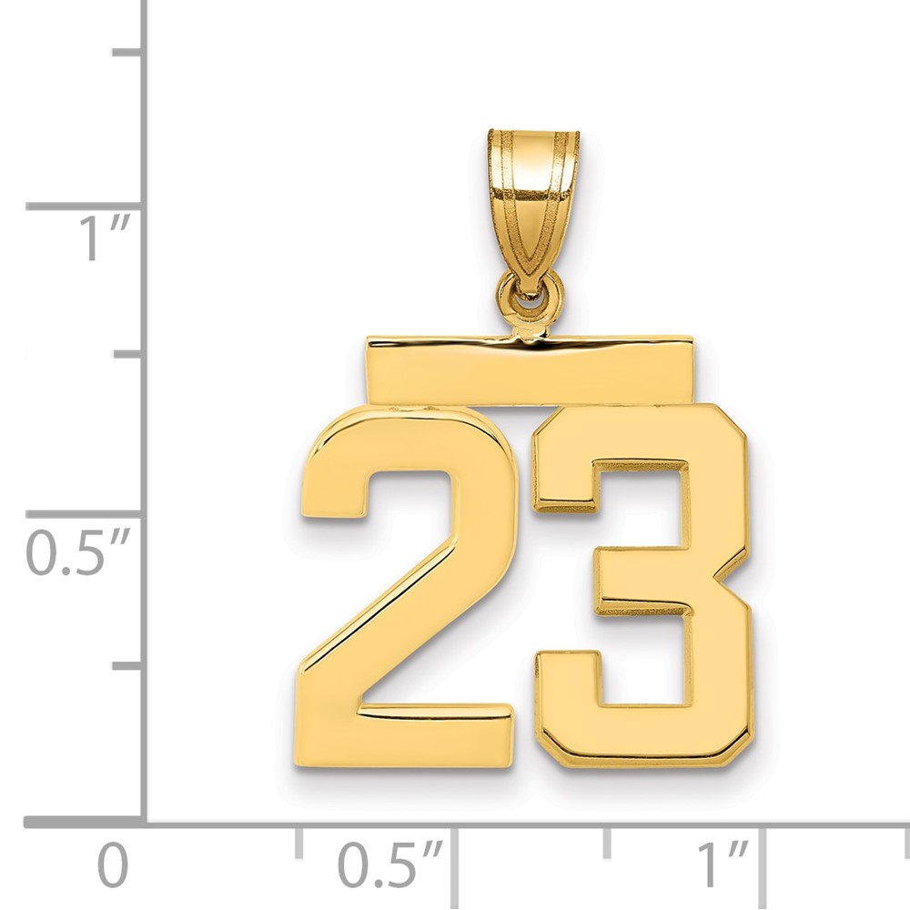 14k Medium Polished Number 23 Charm (MP23)