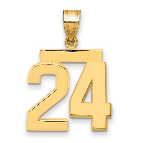 14K Yellow Gold Medium Polished Number 24 Charm