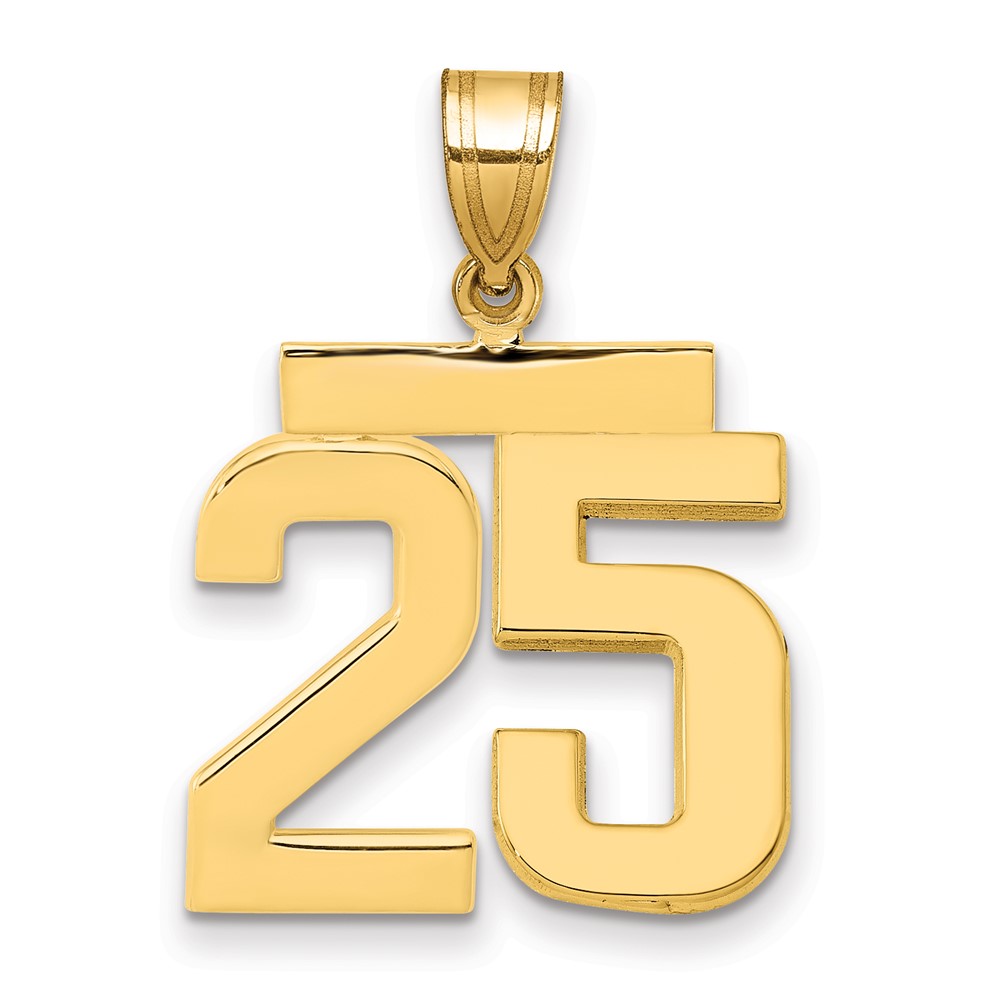 14K Yellow Gold Medium Polished Number 25 Charm