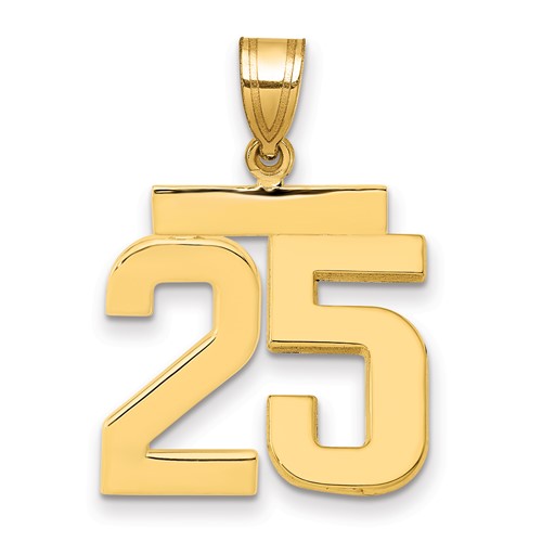 14K Yellow Gold Medium Polished Number 25 Charm