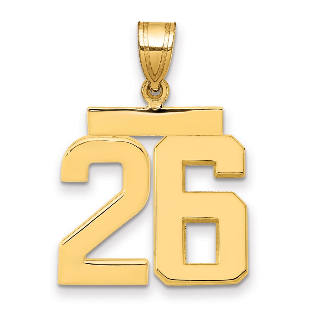 14K Yellow Gold Medium Polished Number 26 Charm