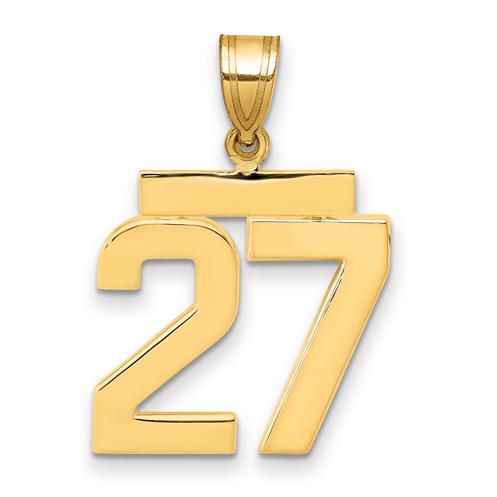 14K Yellow Gold Medium Polished Number 27 Charm