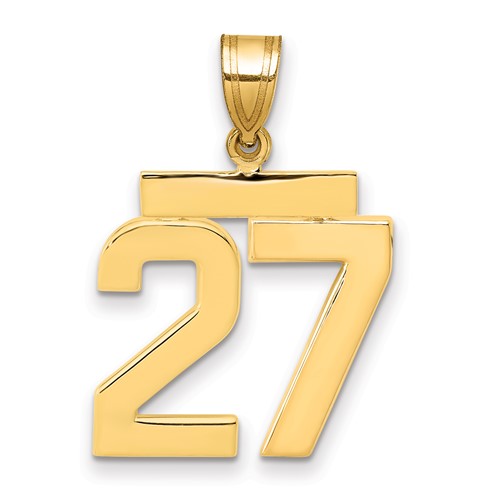 14K Yellow Gold Medium Polished Number 27 Charm