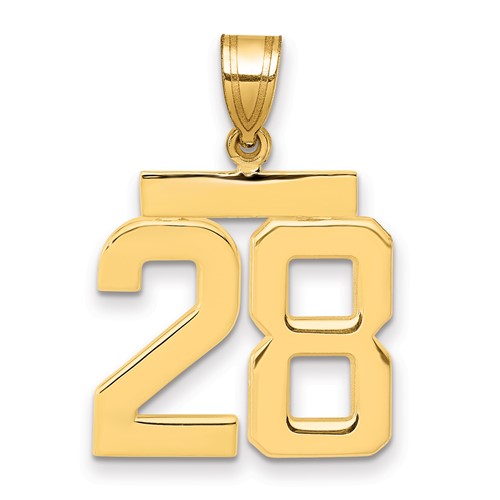 14K Yellow Gold Medium Polished Number 28 Charm