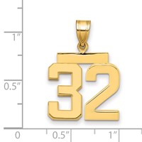 14K Yellow Gold Medium Polished Number 32 Charm view 2