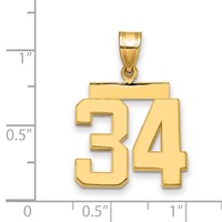 14K Yellow Gold Medium Polished Number 34 Charm view 2