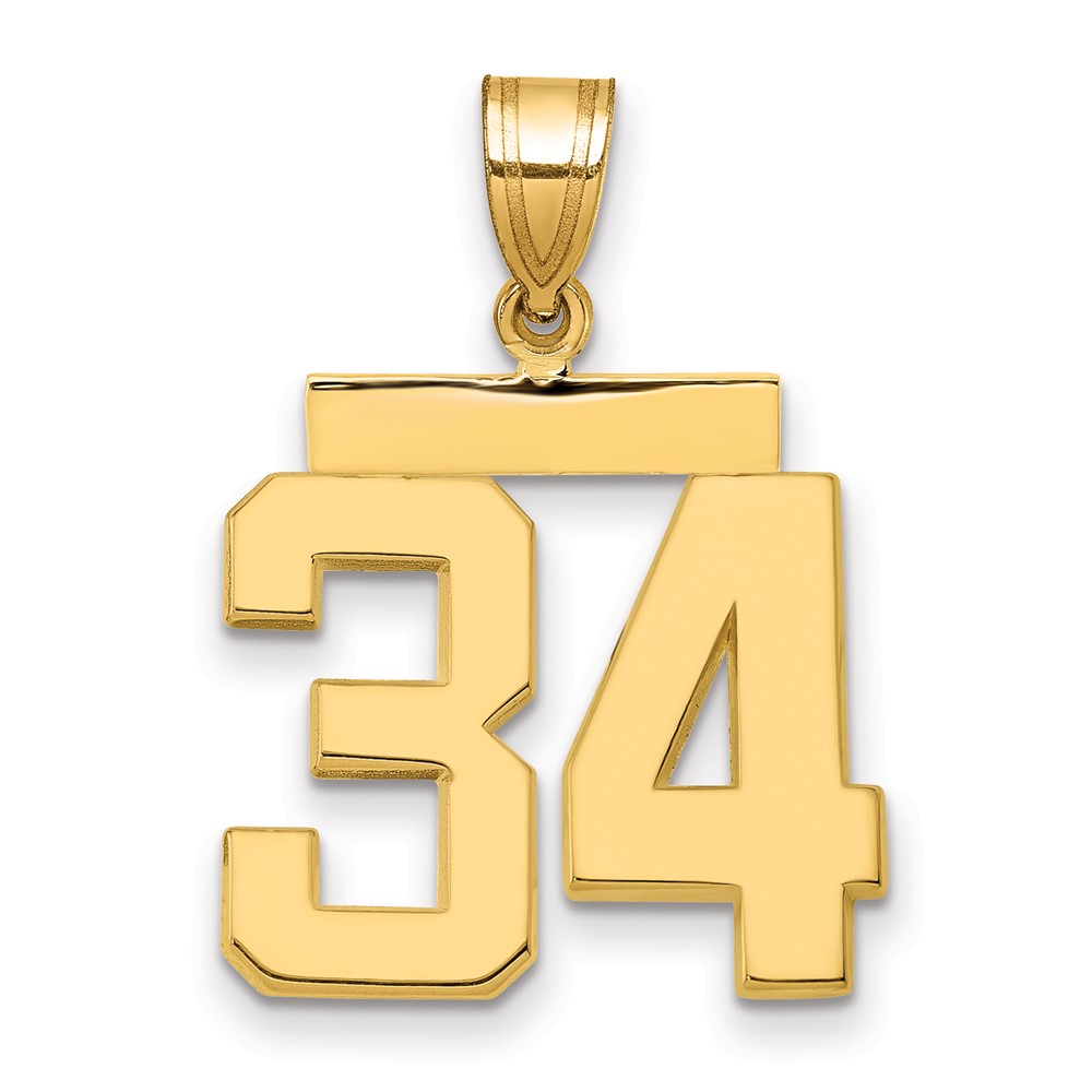 14K Yellow Gold Medium Polished Number 34 Charm