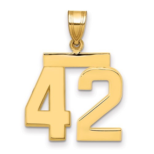 14K Yellow Gold Medium Polished Number 42 Charm