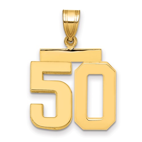 14K Yellow Gold Medium Polished Number 50 Charm