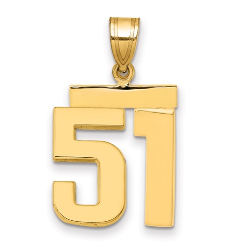 14K Yellow Gold Medium Polished Number 51 Charm