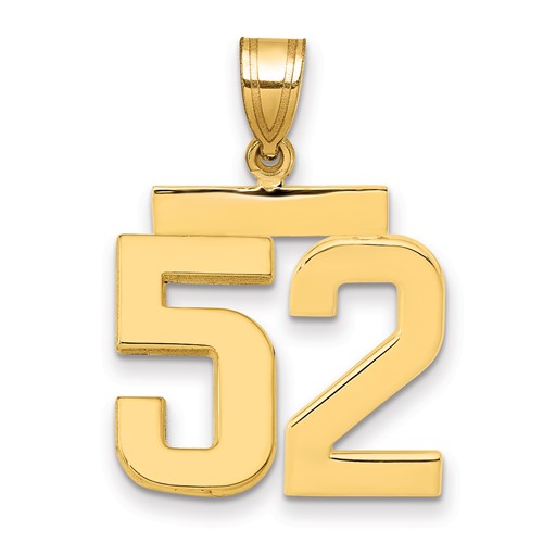 14K Yellow Gold Medium Polished Number 52 Charm