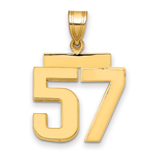 14K Yellow Gold Medium Polished Number 57 Charm