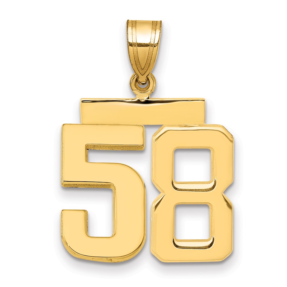 14K Yellow Gold Medium Polished Number 58 Charm