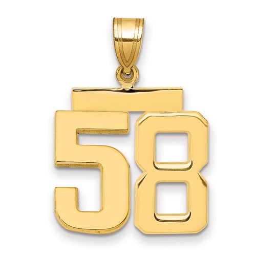 14K Yellow Gold Medium Polished Number 58 Charm