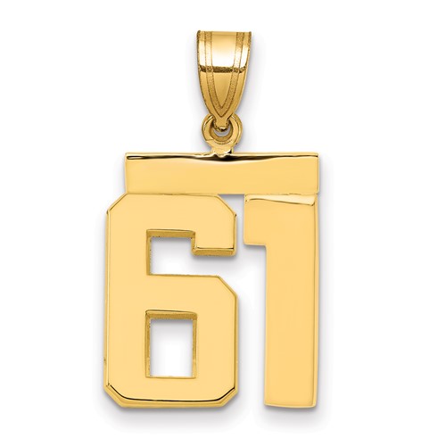 14K Yellow Gold Medium Polished Number 61 Charm
