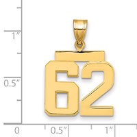 14K Yellow Gold Medium Polished Number 62 Charm view 2