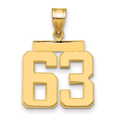 14K Yellow Gold Medium Polished Number 63 Charm