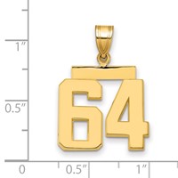 14K Medium Polished Number 64 Charm view 2
