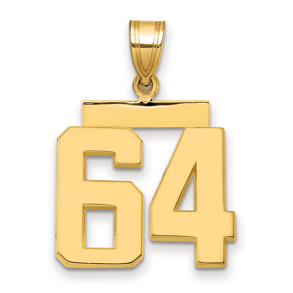 14K Medium Polished Number 64 Charm