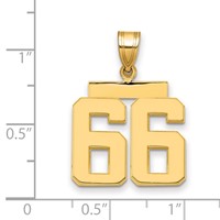14K Yellow Gold Medium Polished Number 66 Charm view 2