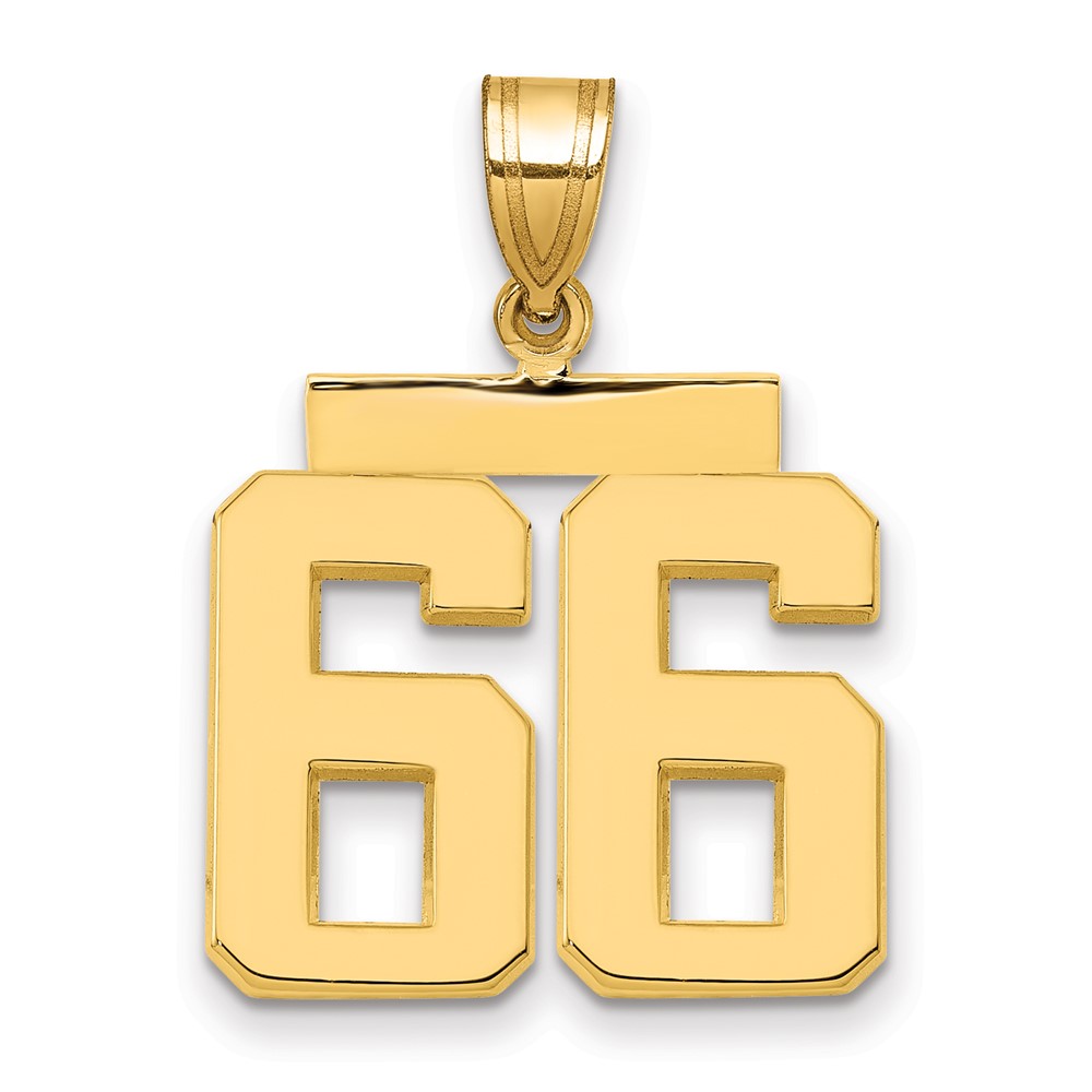 14K Yellow Gold Medium Polished Number 66 Charm