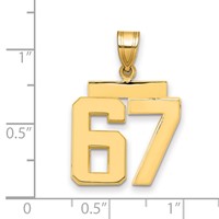 14K Yellow Gold Medium Polished Number 67 Charm view 2