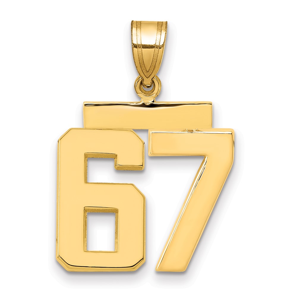 14K Yellow Gold Medium Polished Number 67 Charm