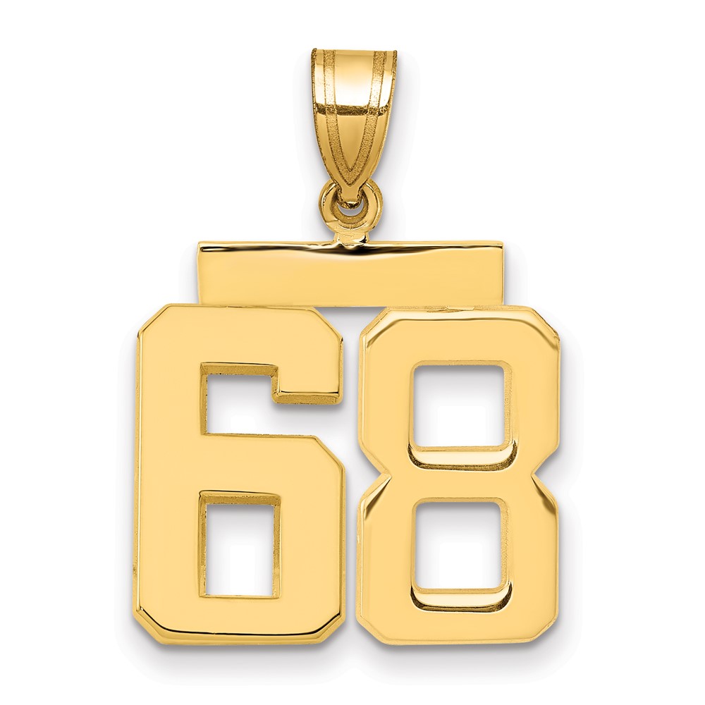 14K Yellow Gold Medium Polished Number 68 Charm