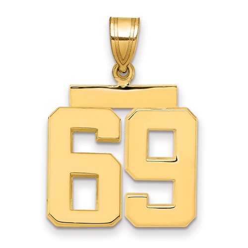 14K Yellow Gold Medium Polished Number 69 Charm