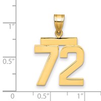 14K Yellow Gold Medium Polished Number 72 Charm view 2