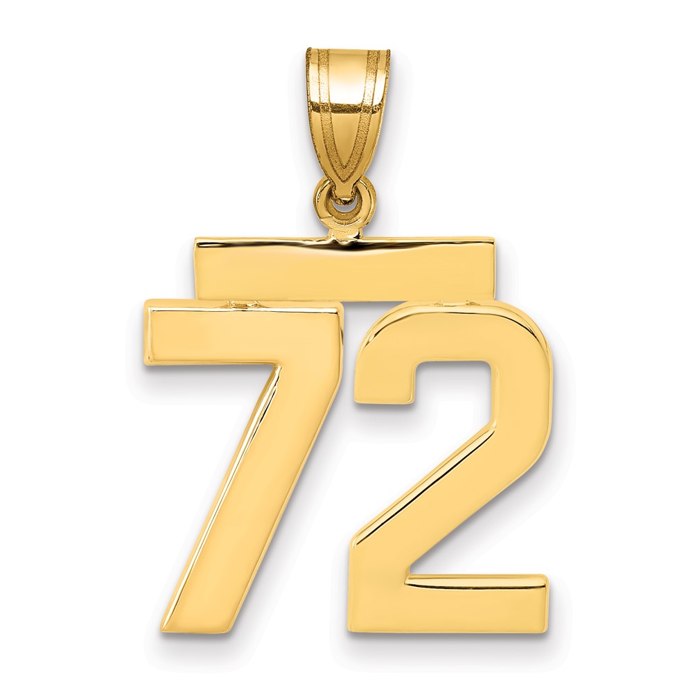 14K Yellow Gold Medium Polished Number 72 Charm