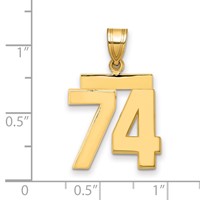 14K Yellow Gold Medium Polished Number 74 Charm view 2