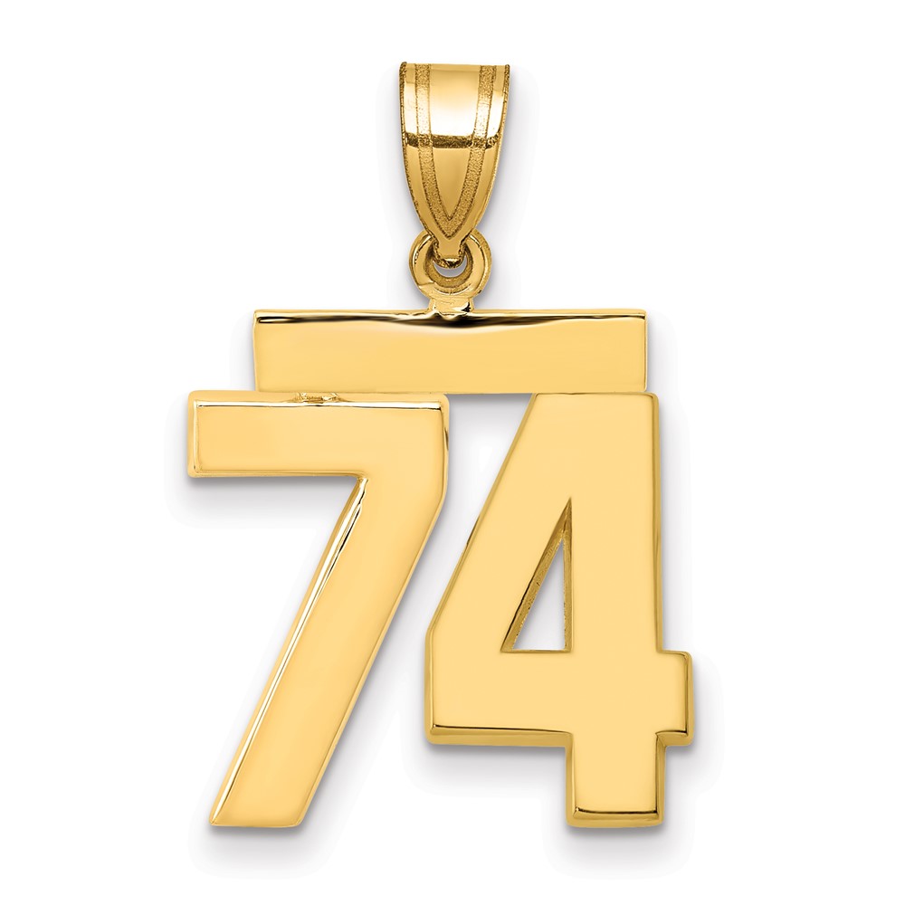 14K Yellow Gold Medium Polished Number 74 Charm