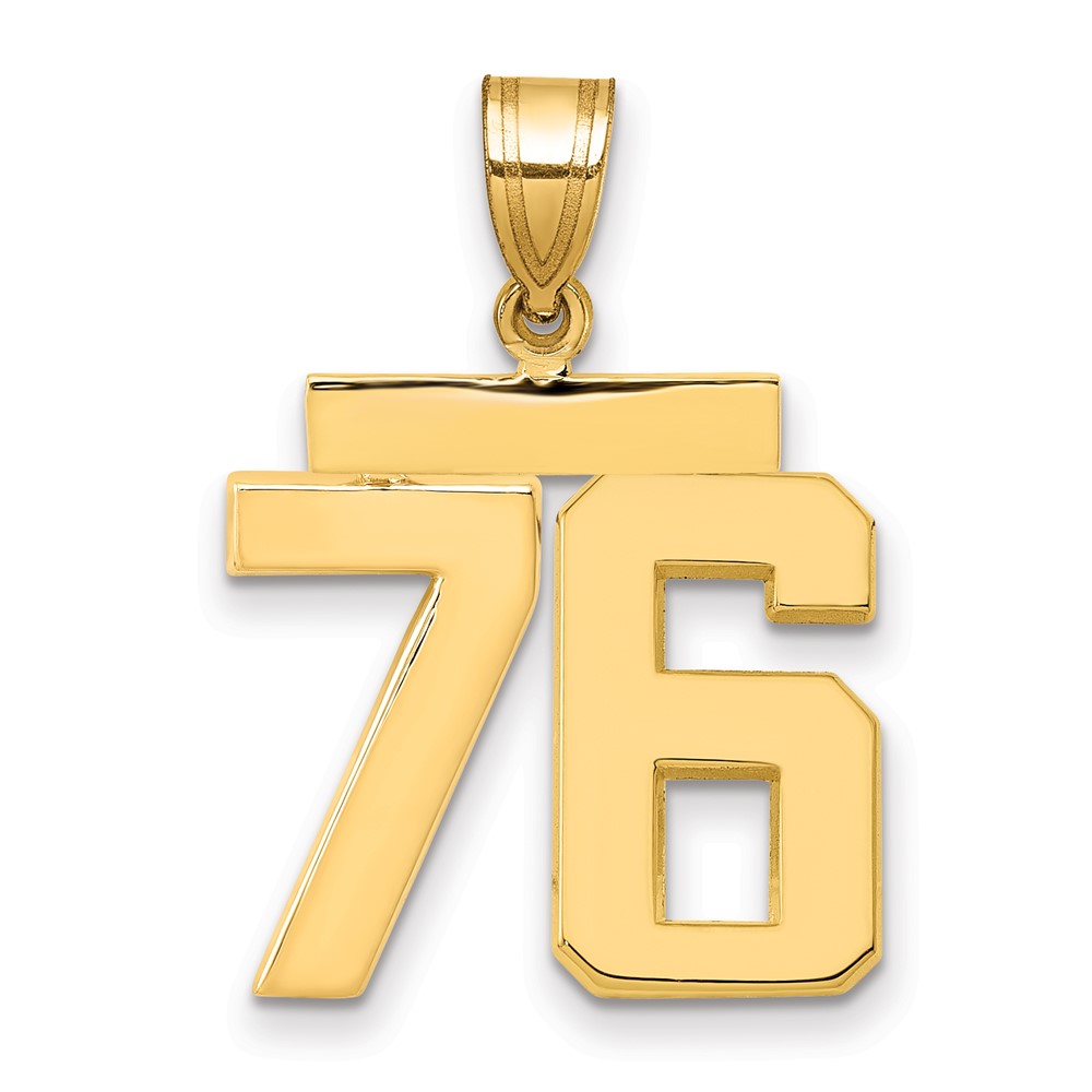 14K Yellow Gold Medium Polished Number 76 Charm