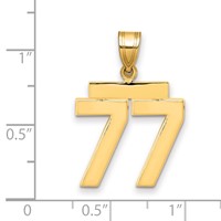 14K Yellow Gold Medium Polished Number 77 Charm view 2