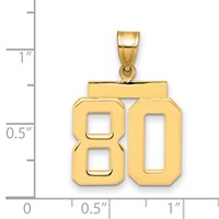 14K Medium Polished Number 80 Charm view 2