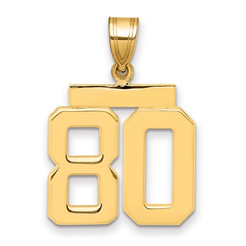 14K Yellow Gold Medium Polished Number 80 Charm
