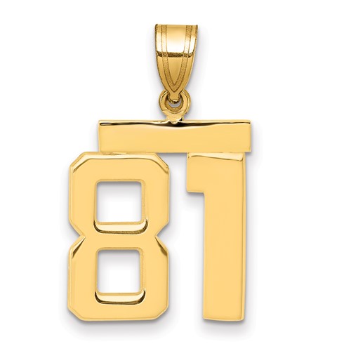 14K Yellow Gold Medium Polished Number 81 Charm