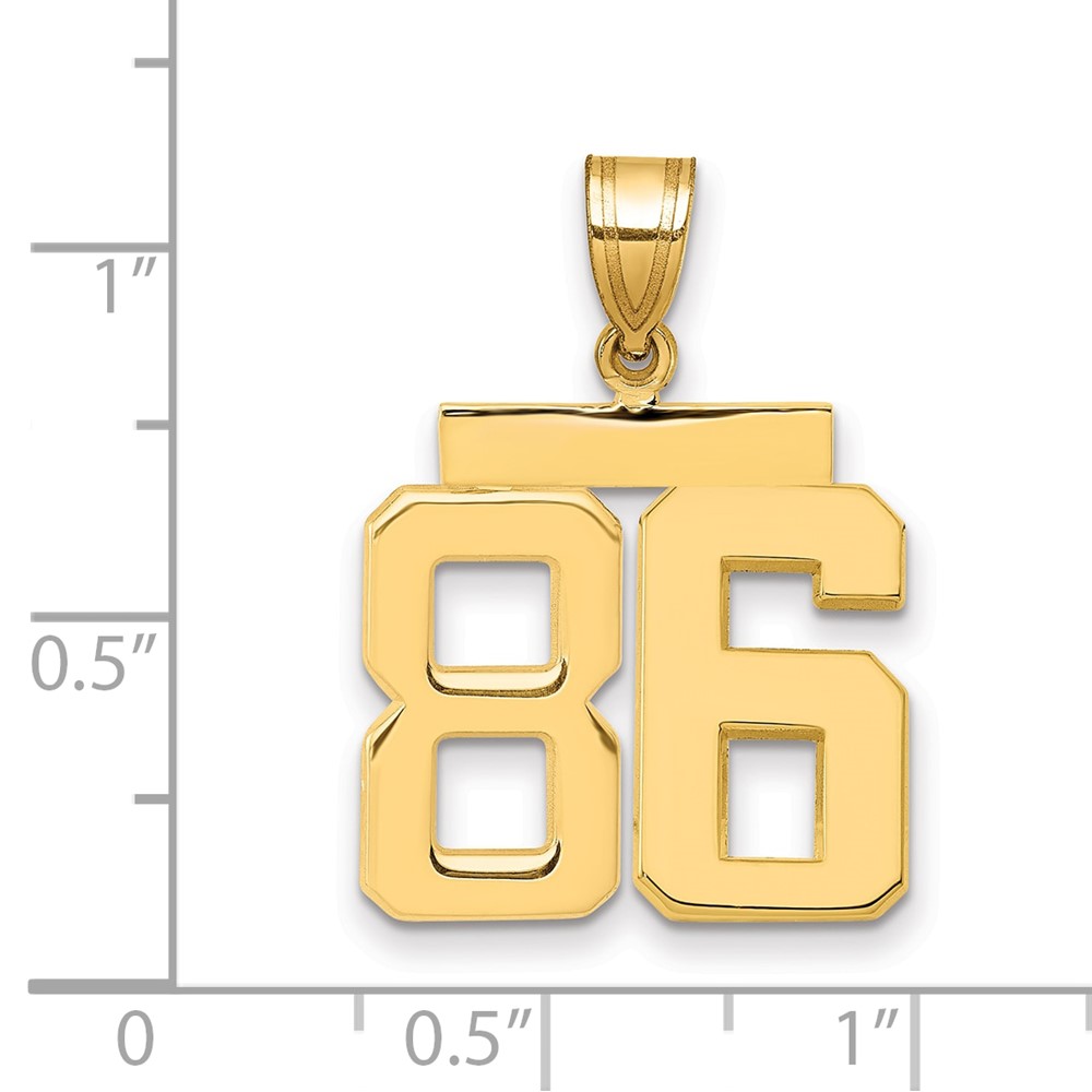 14k Medium Polished Number 86 Charm (MP86)