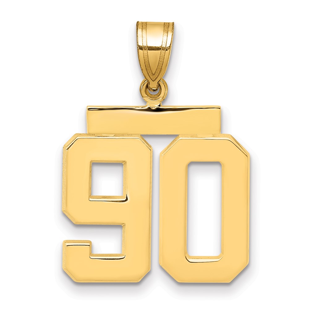14K Yellow Gold Medium Polished Number 90 Charm