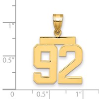 14K Yellow Gold Medium Polished Number 92 Charm view 2