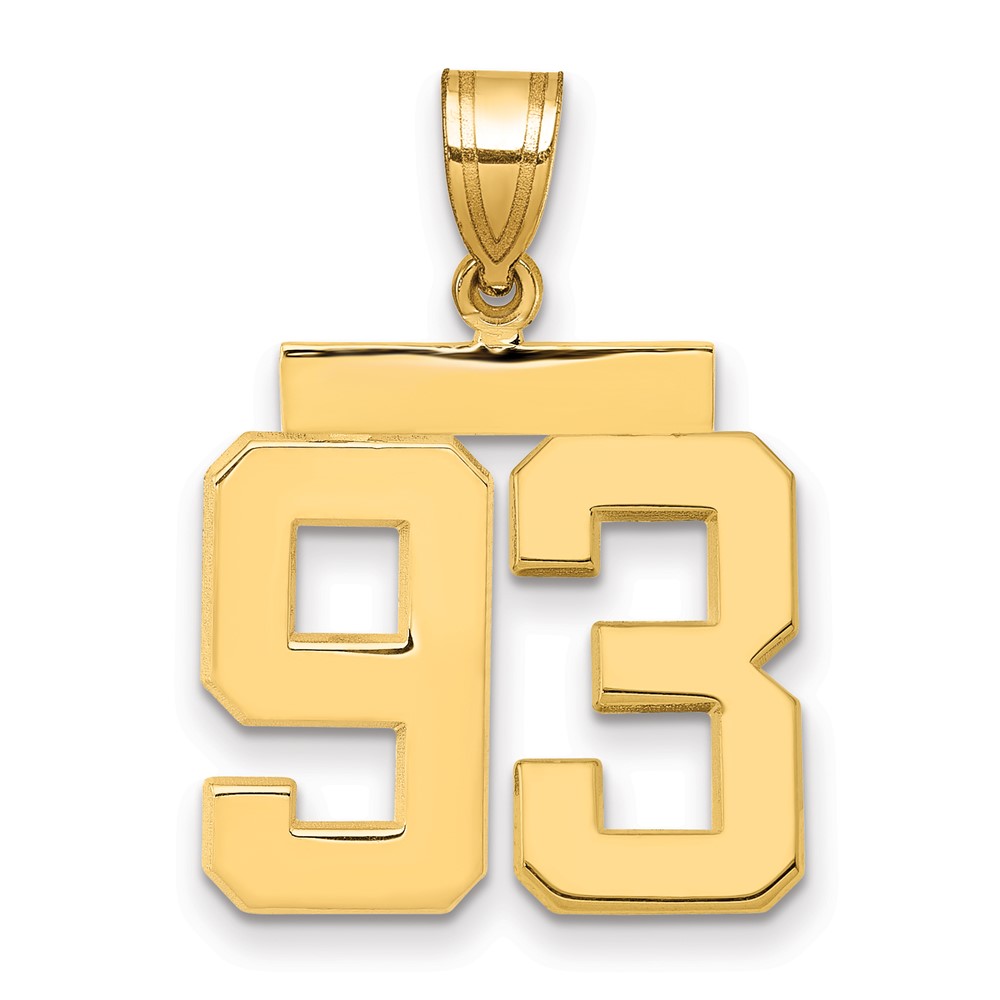 14K Yellow Gold Medium Polished Number 93 Charm