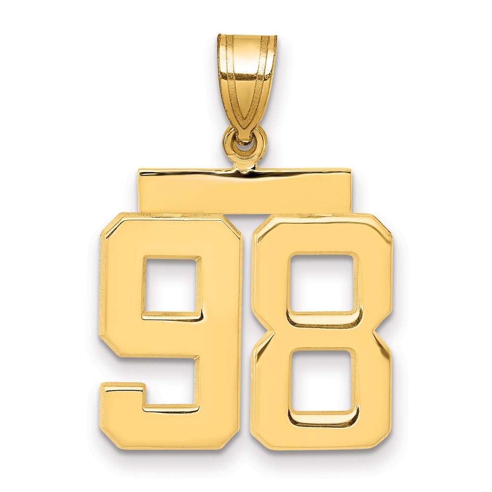 14K Yellow Gold Medium Polished Number 98 Charm