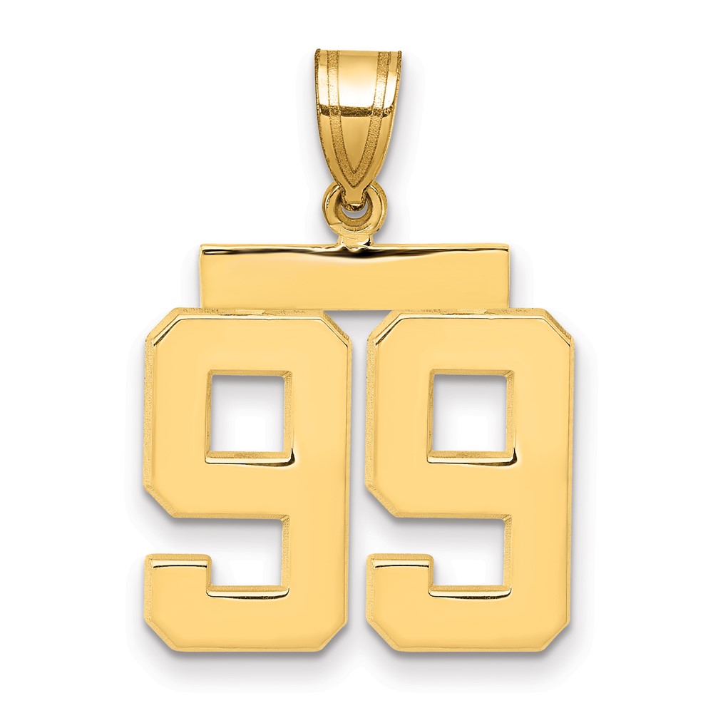 14K Yellow Gold Medium Polished Number 99 Charm